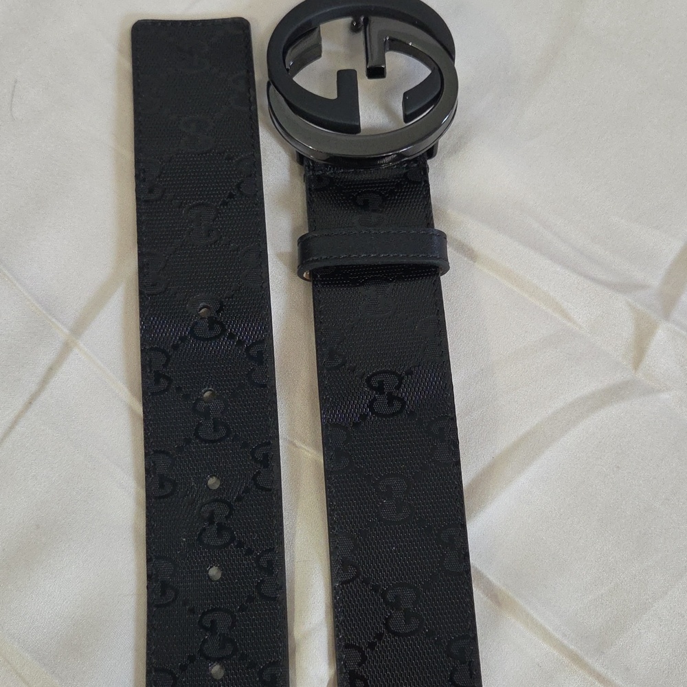 Gucci Black Imprime Monogram GG Belt - Picture 5 of 16